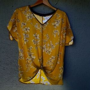 West Kei Allura knot Detail Blouse yellow floral pattern womens size small